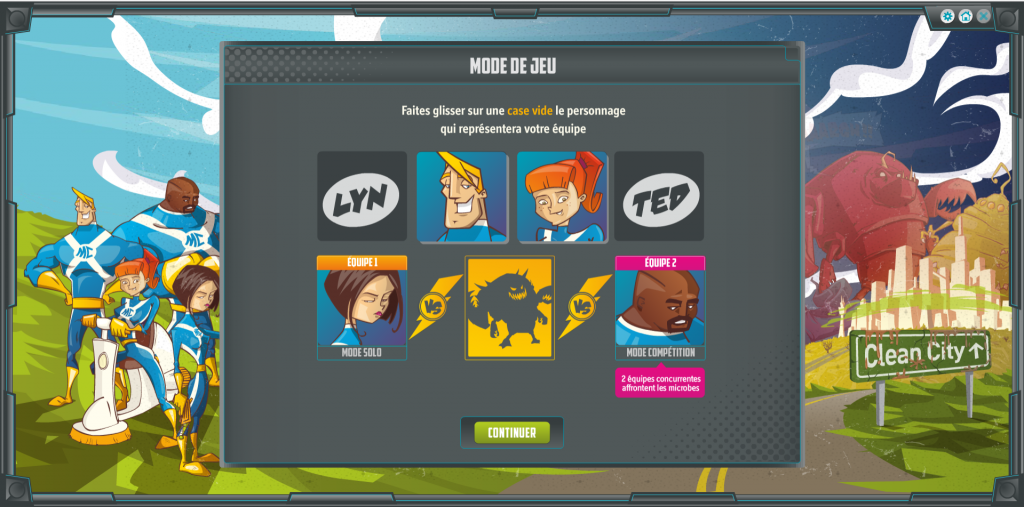 Microbs cleaners - serious game - mode de jeu - La Manane agence de com pédagogique crossmedia
