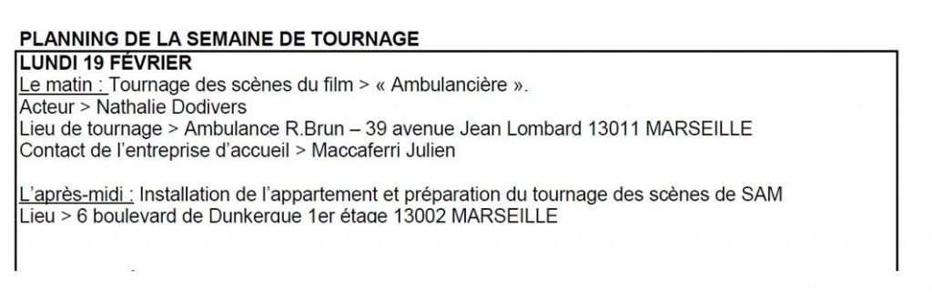 plan de tournage jour 1 - adec transport