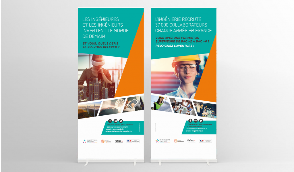 kakemonos - syntec - ATTRACTIVITE DES METIERS - la manane, agence de communication pédagogique crossmedia