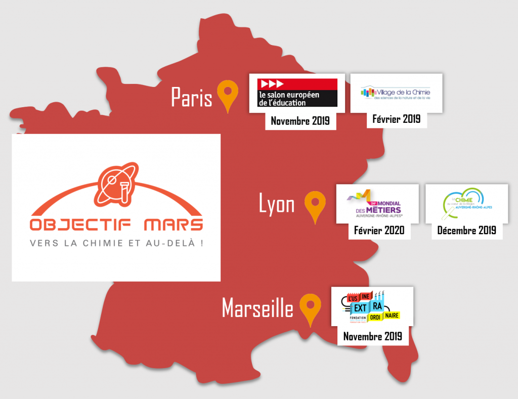 carte de france objectif mars - la manane agence de communication pédagogique crossmedia