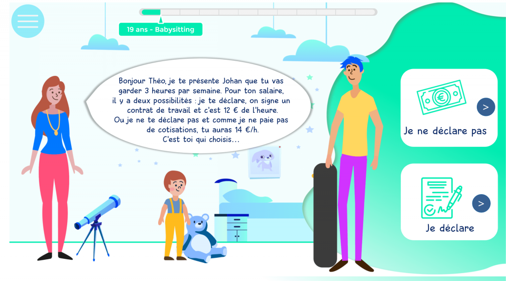 JEU URSSAF BABYSITTING - LA MANANE COMMUNICATION PEDAGOGIQUE CROSSMEDIA