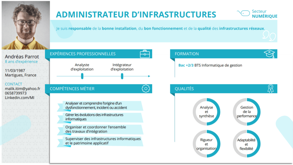 FICHE METIER-ADMINISTRATEUR INFRASTRUCTURE -LA MANANE