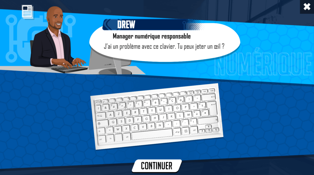 Cette image issue de l'escape game Think out of the box présente un exemple de jeu d'observation sur un clavier