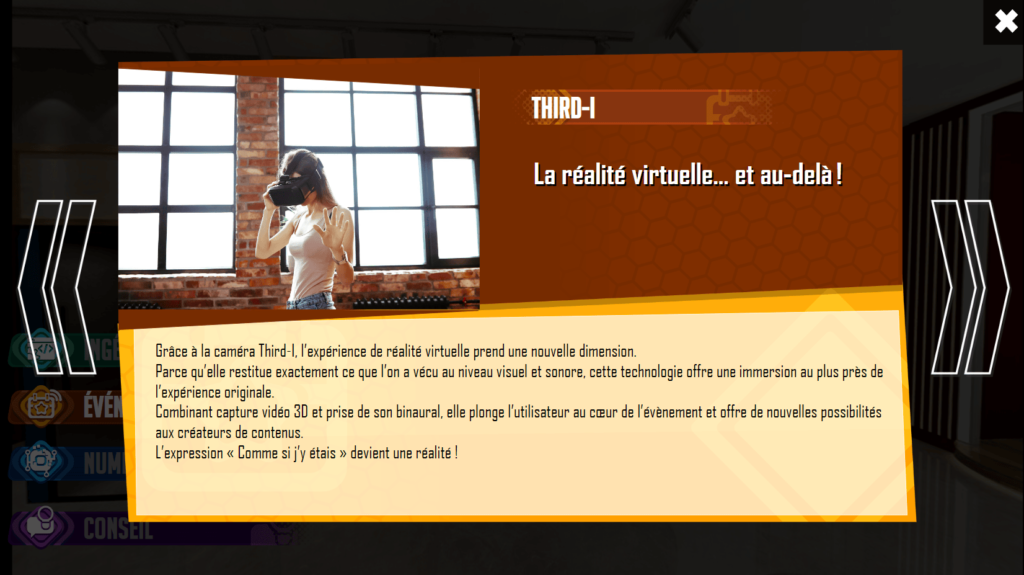 Cette image issue de l'escape game Think out of the box présente une fiche innovation dédiée au dispositif Third-I